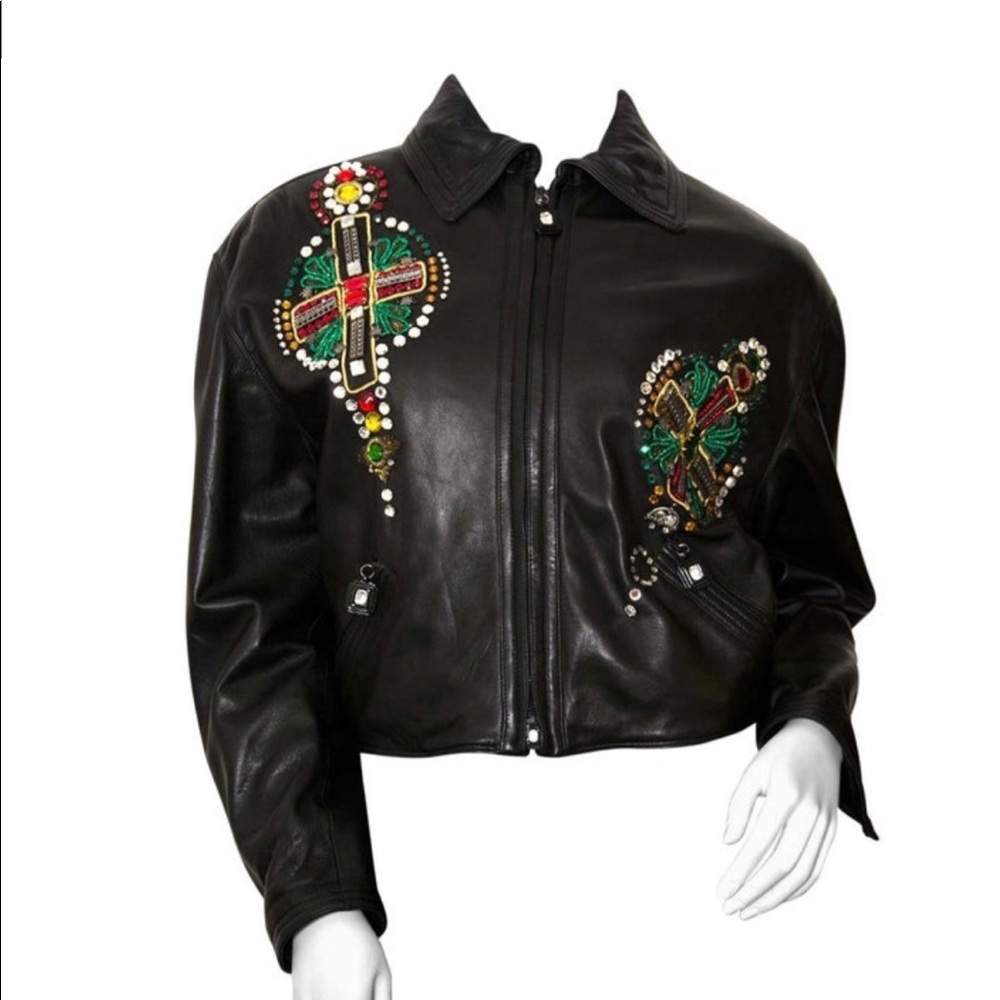 Vintage Versace Byzantine collection leather jack